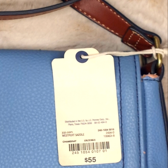 St John's Bay Westport Saddle Preppy Casual Pastel Ice Blue Crossbody Bag - Picture 5 of 5